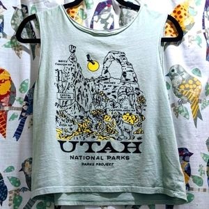 National Parks of Utah Women's Cropped Tank in Light Sage Green